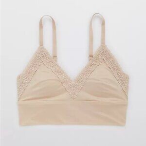 Aerie Sunnie Blossom Lace Padded Triangle Bralette in Sandalwood Size XXL NWT
